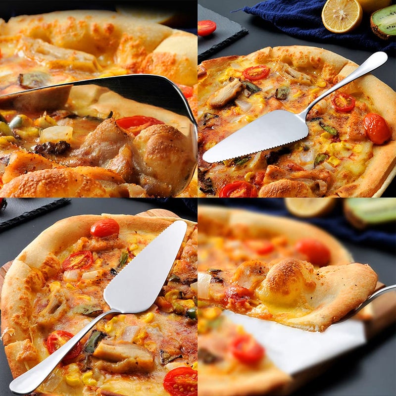 RETON 10 Pcs Stainless Steel Pie/Cake/Pizza Server Holder, Mirror Finished and One Side with Fine Serrated Edge (10 Pcs, Serrated Edge) - Image 5